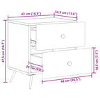 Armario de Noche 2 pcs 43 x 34,5 x 47,5 cm Madera de Ingeniería