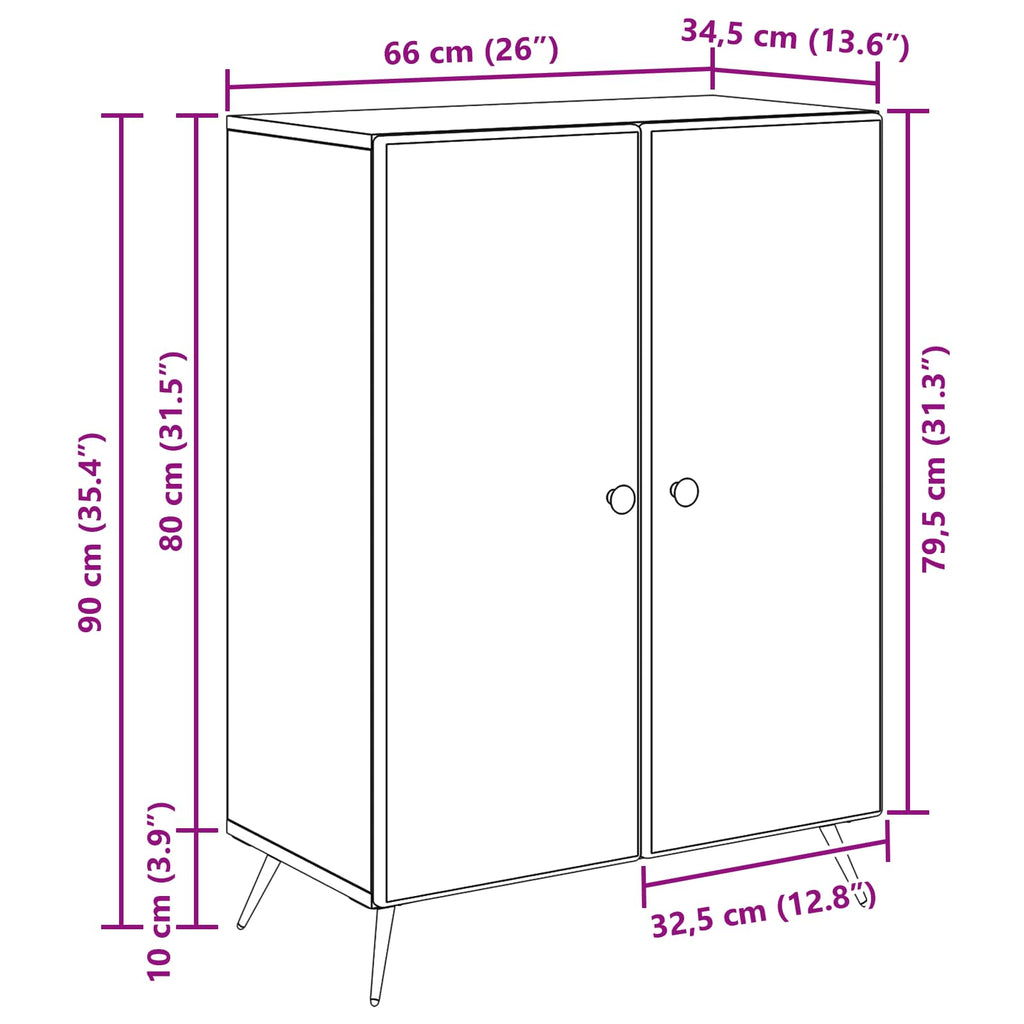Aparador Brillante 66 x 34,5 x 90 cm Madera de Ingeniería