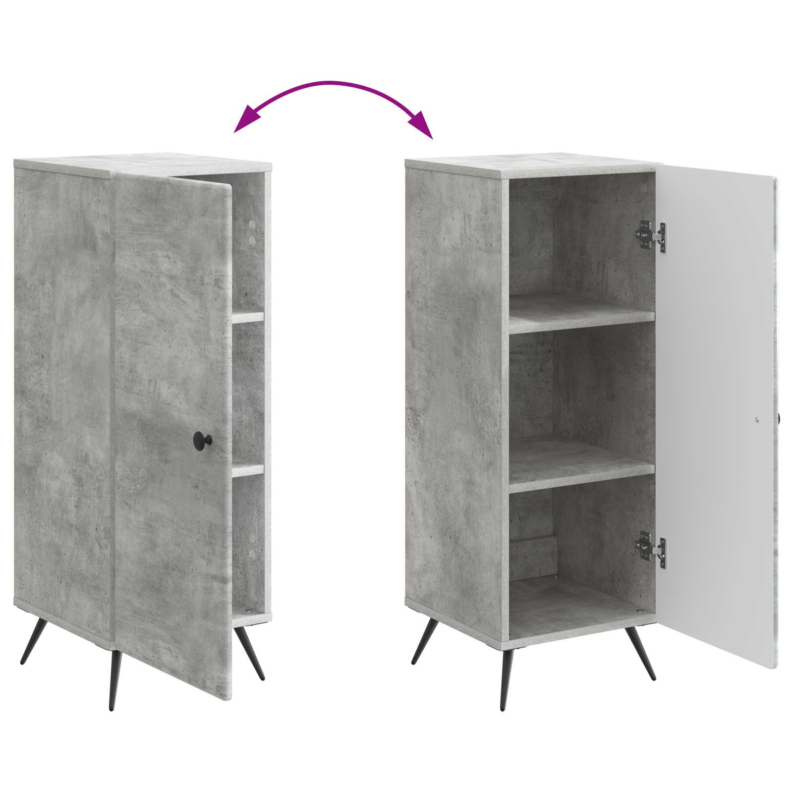 Aparador Gris Hormigón 33 x 34,5 x 90 cm Madera de Ingeniería