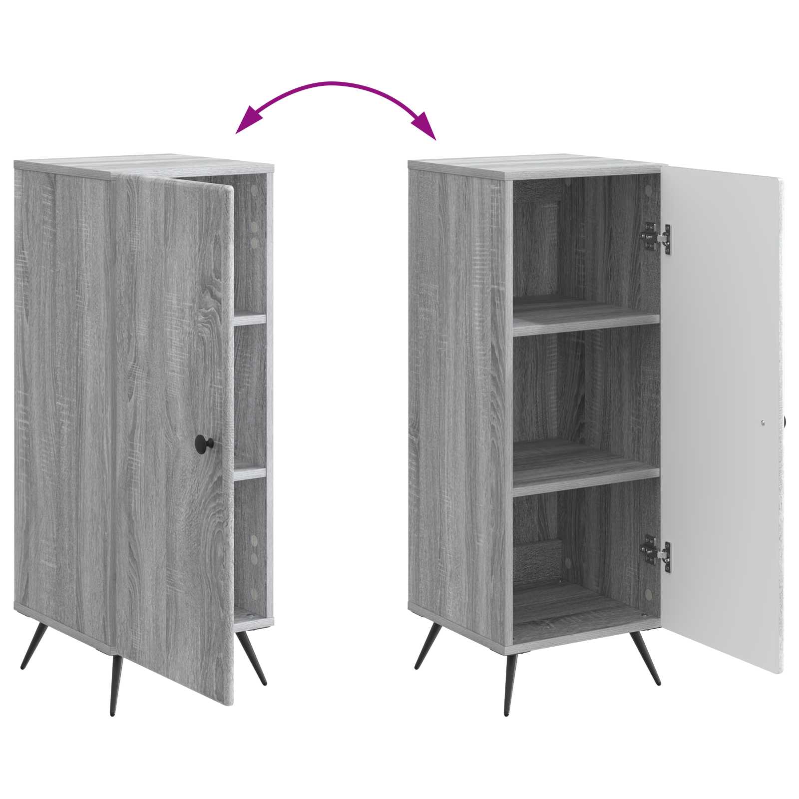Aparador Gris Sonoma 33 x 34,5 x 90 cm Madera de Ingeniería