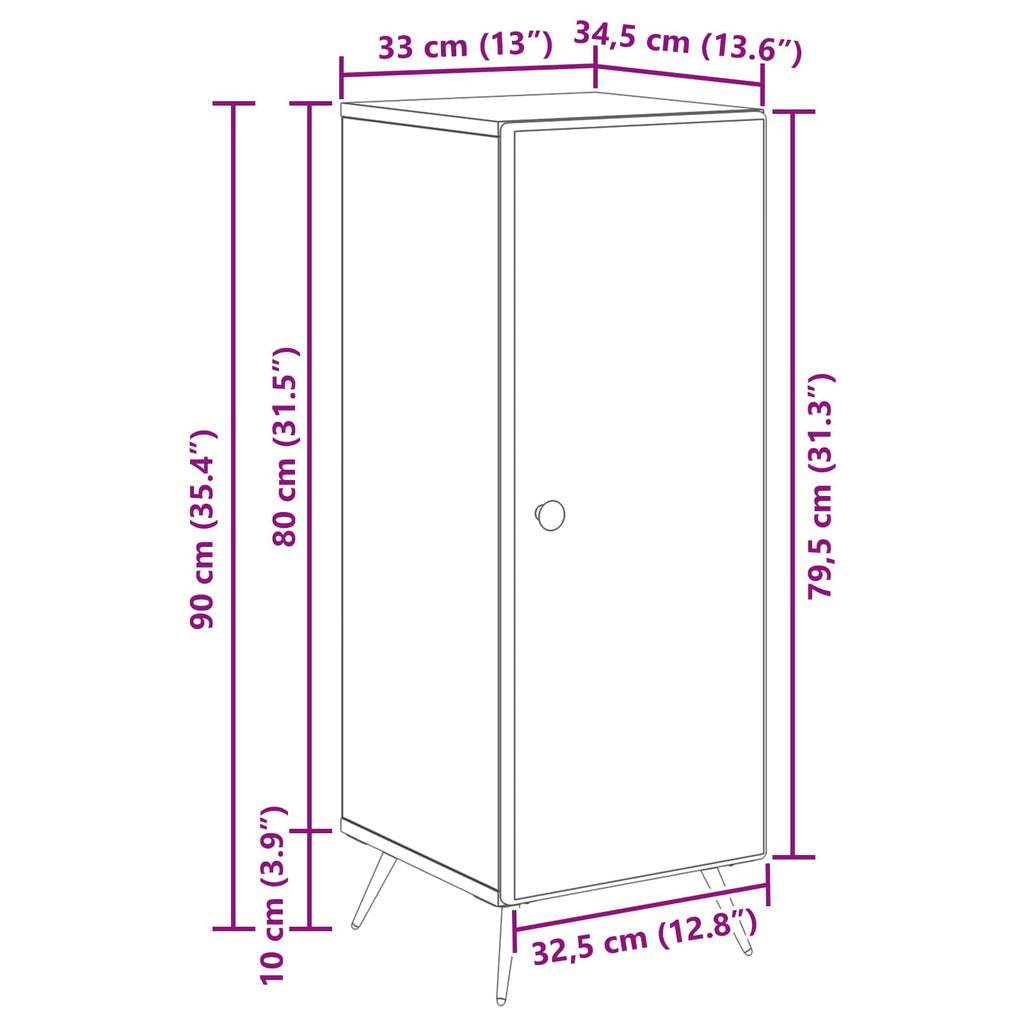 Aparador Gris Sonoma 33 x 34,5 x 90 cm Madera de Ingeniería