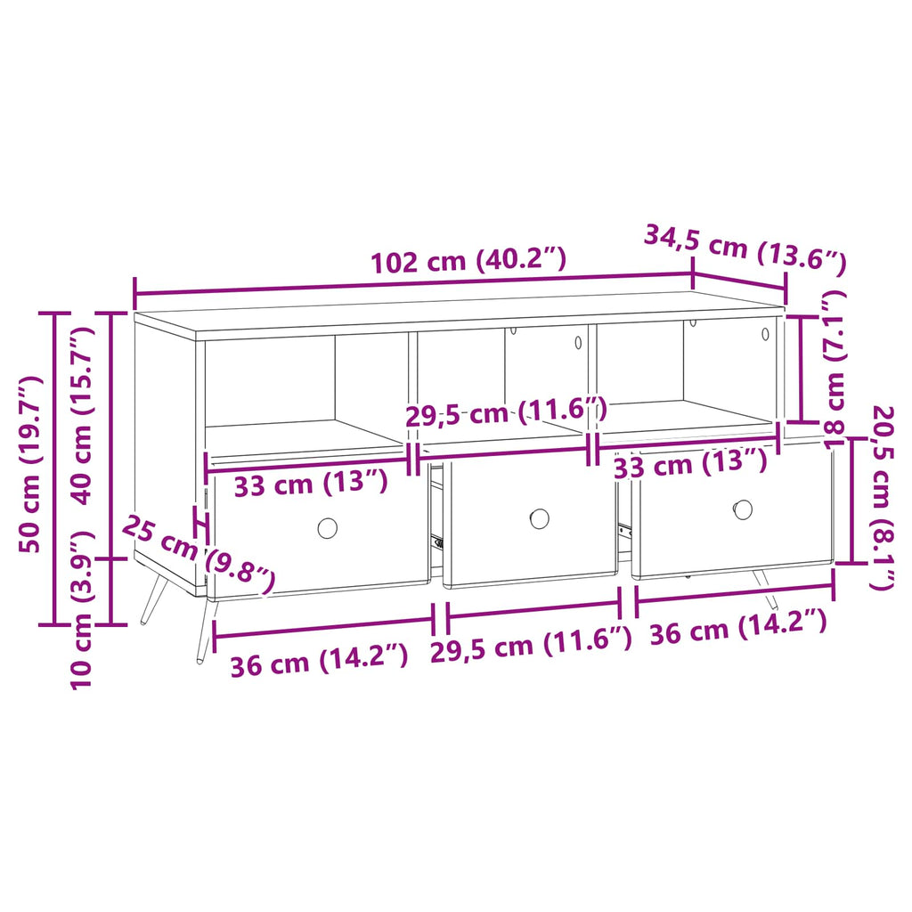 Mueble de TV Brillante 102 x 34,5 x 50 cm Madera de Ingeniería
