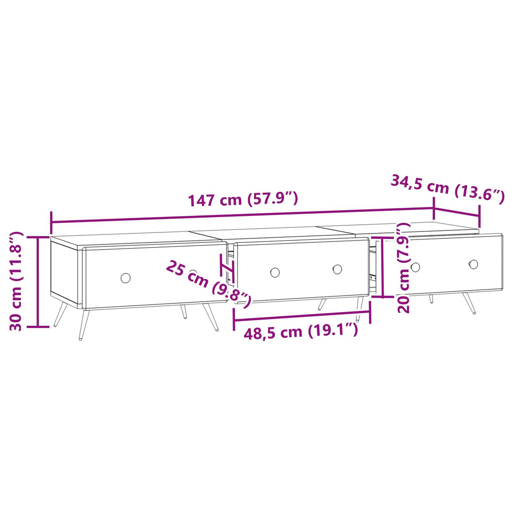 Mueble de TV Brillante 147 x 34,5 x 30 cm Madera de Ingeniería