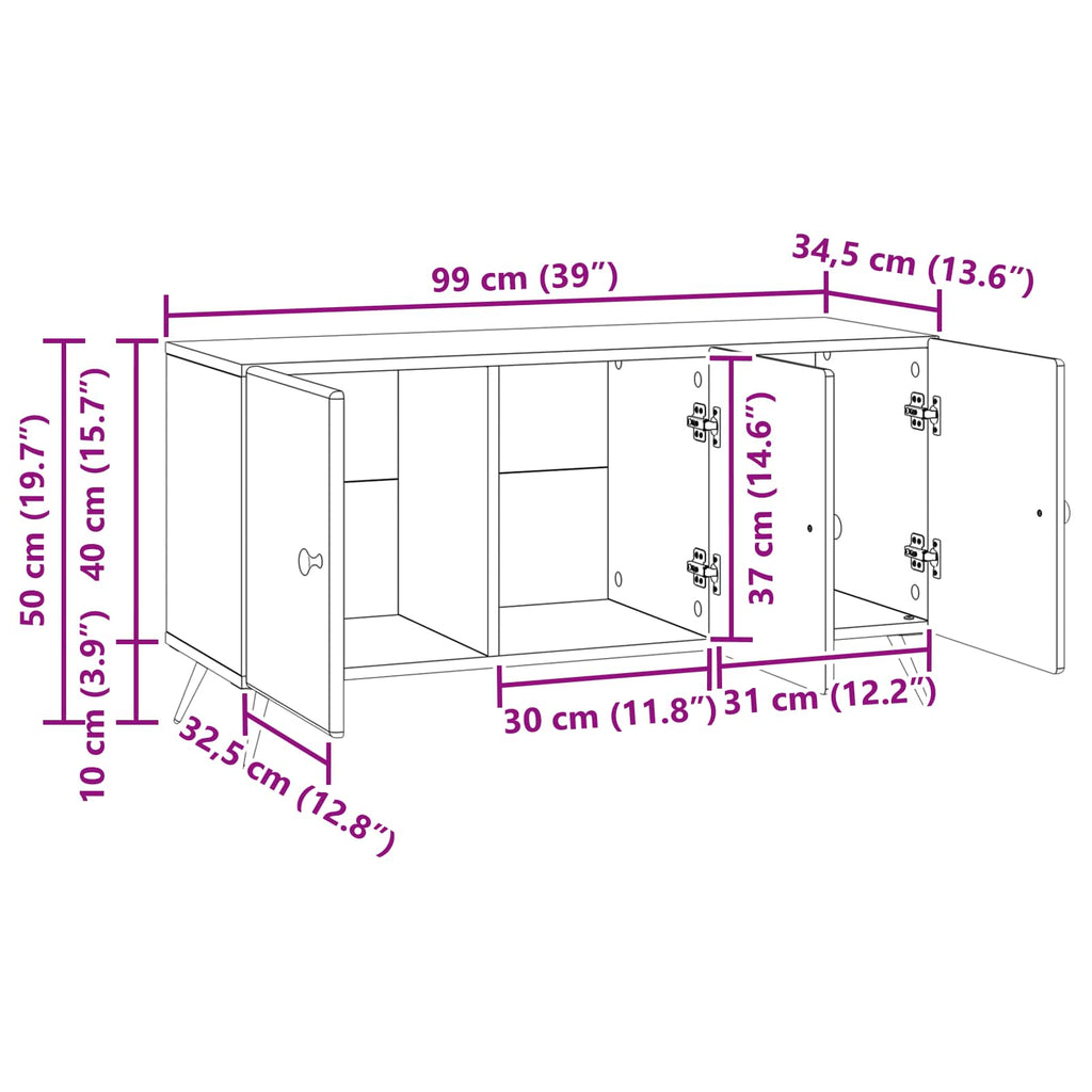Mueble de TV Brillante 99 x 34,5 x 50 cm Madera de Ingeniería
