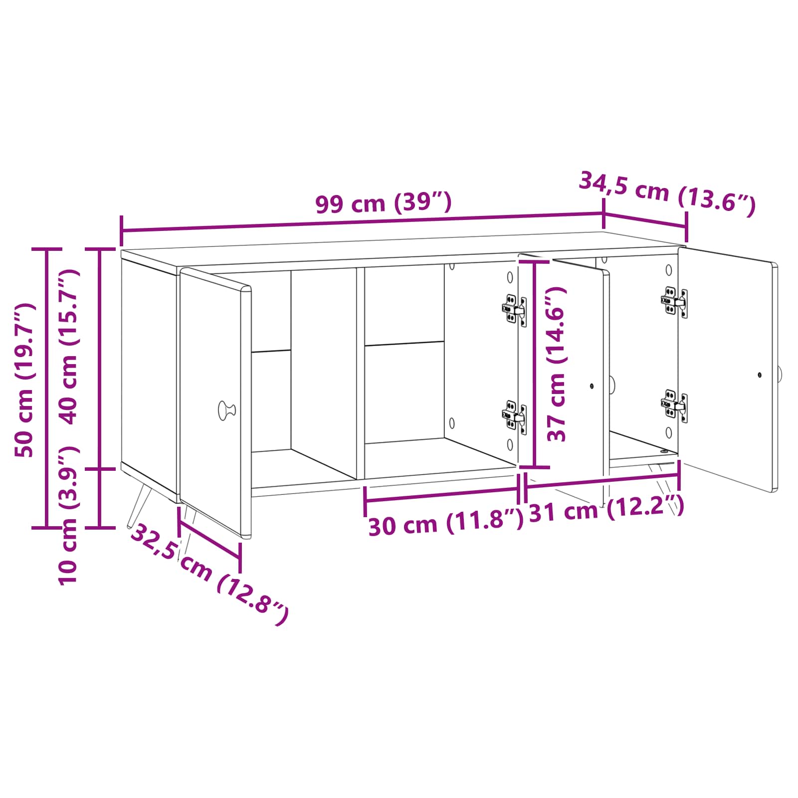 Mueble de TV Brillante 99 x 34,5 x 50 cm Madera de Ingeniería