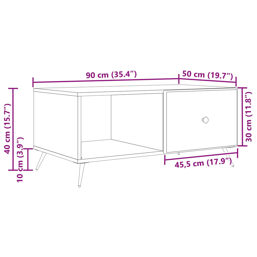 Mesa de Café Brillante 90 x 50 x 40 cm Madera de Ingeniería