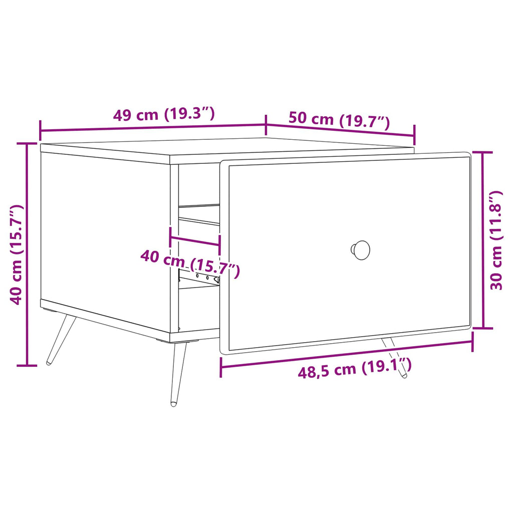 Mesa de Café Negro 49 x 50 x 40 cm Madera de Ingeniería