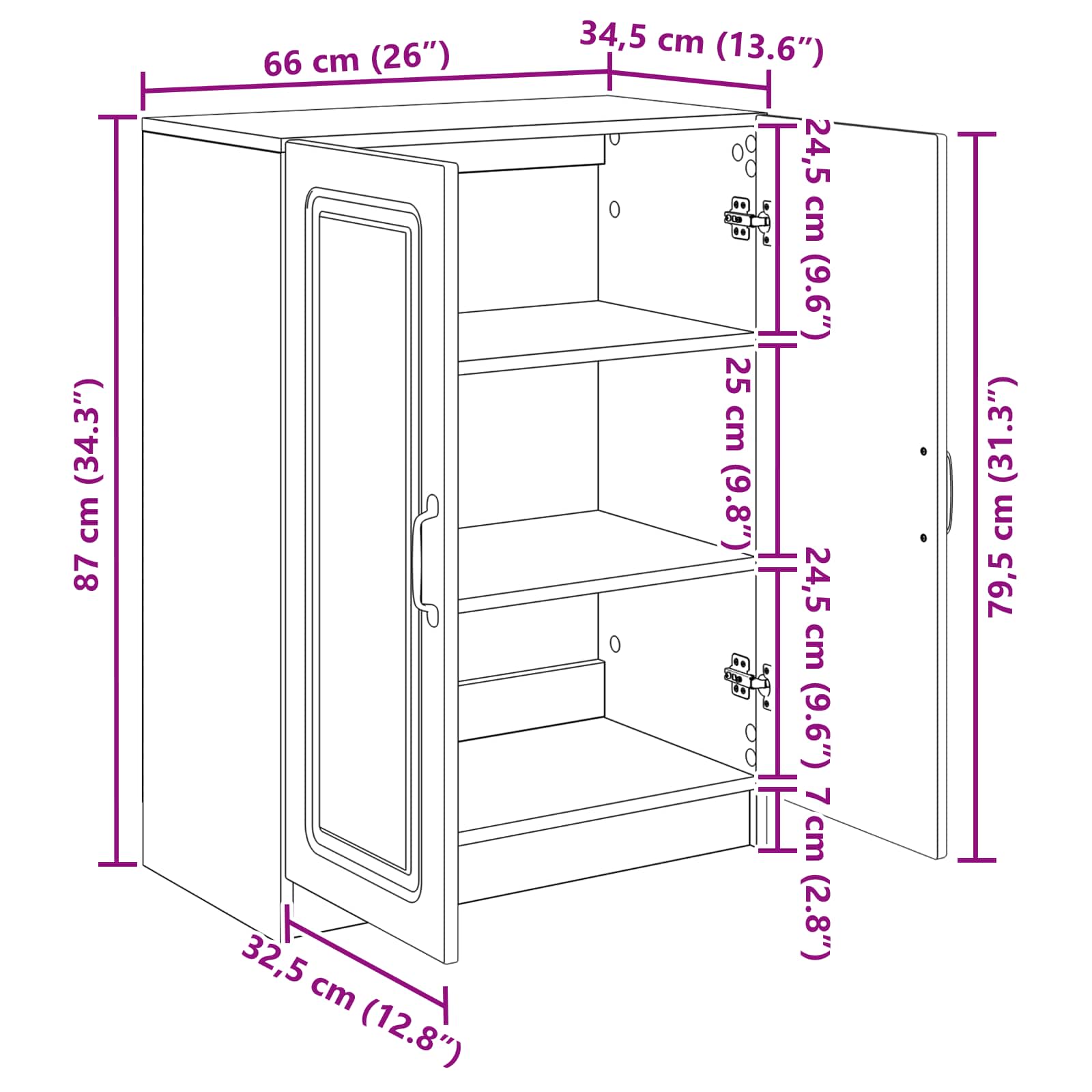 Aparador Brillante 66 x 34,5 x 87 cm Madera de Ingeniería