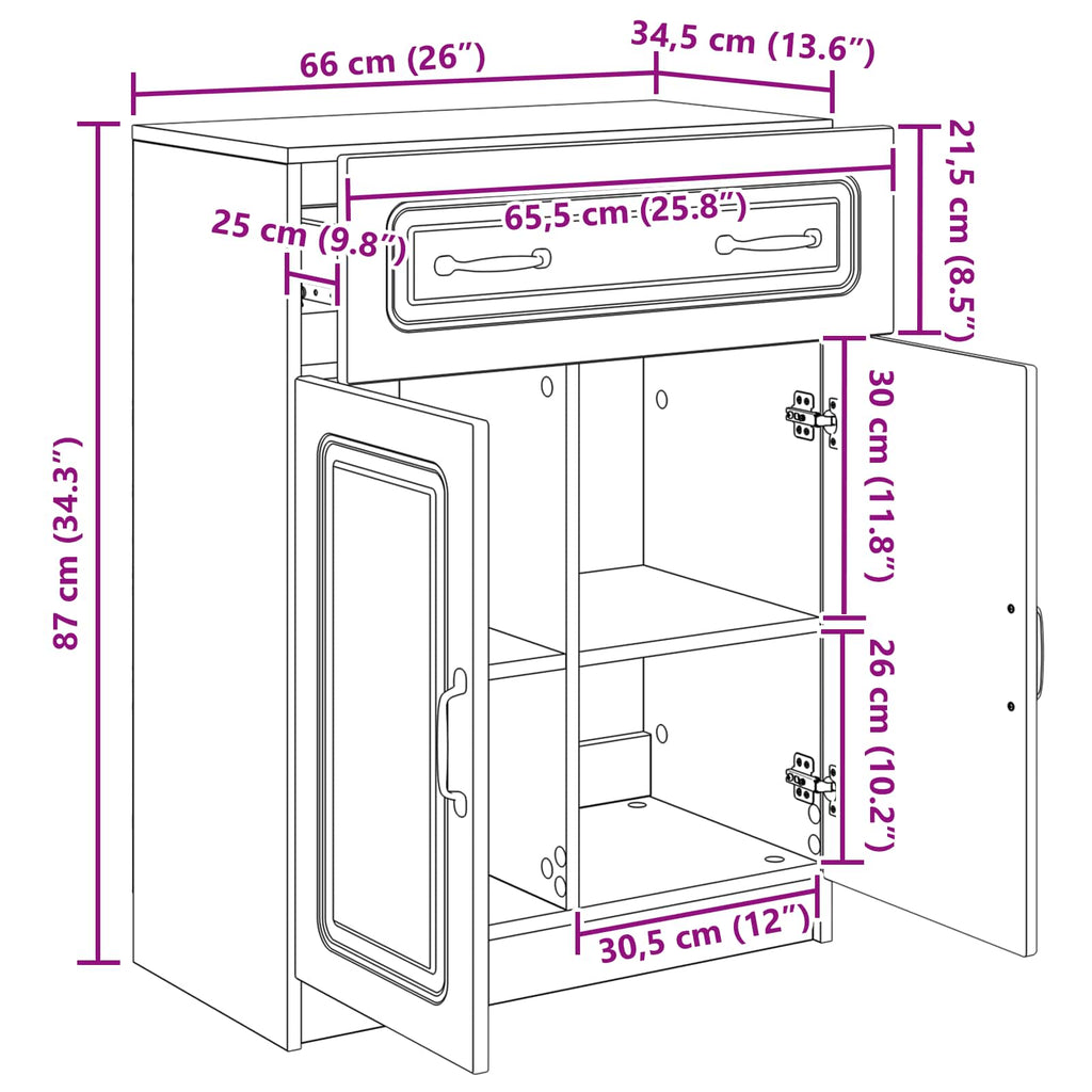 Aparador Brillante 66 x 34,5 x 87 cm Madera de Ingeniería