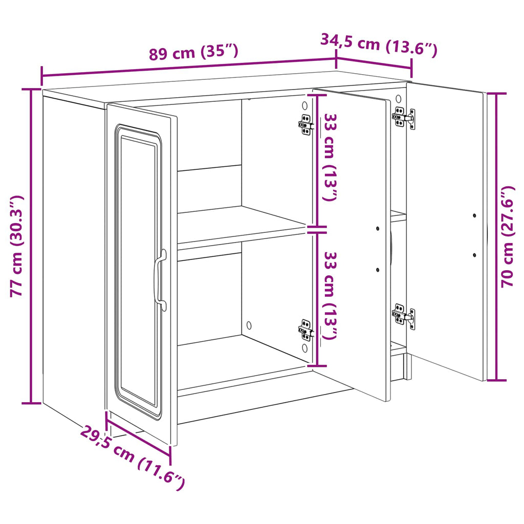Aparador Brillante 89 x 34,5 x 77 cm Madera de Ingeniería