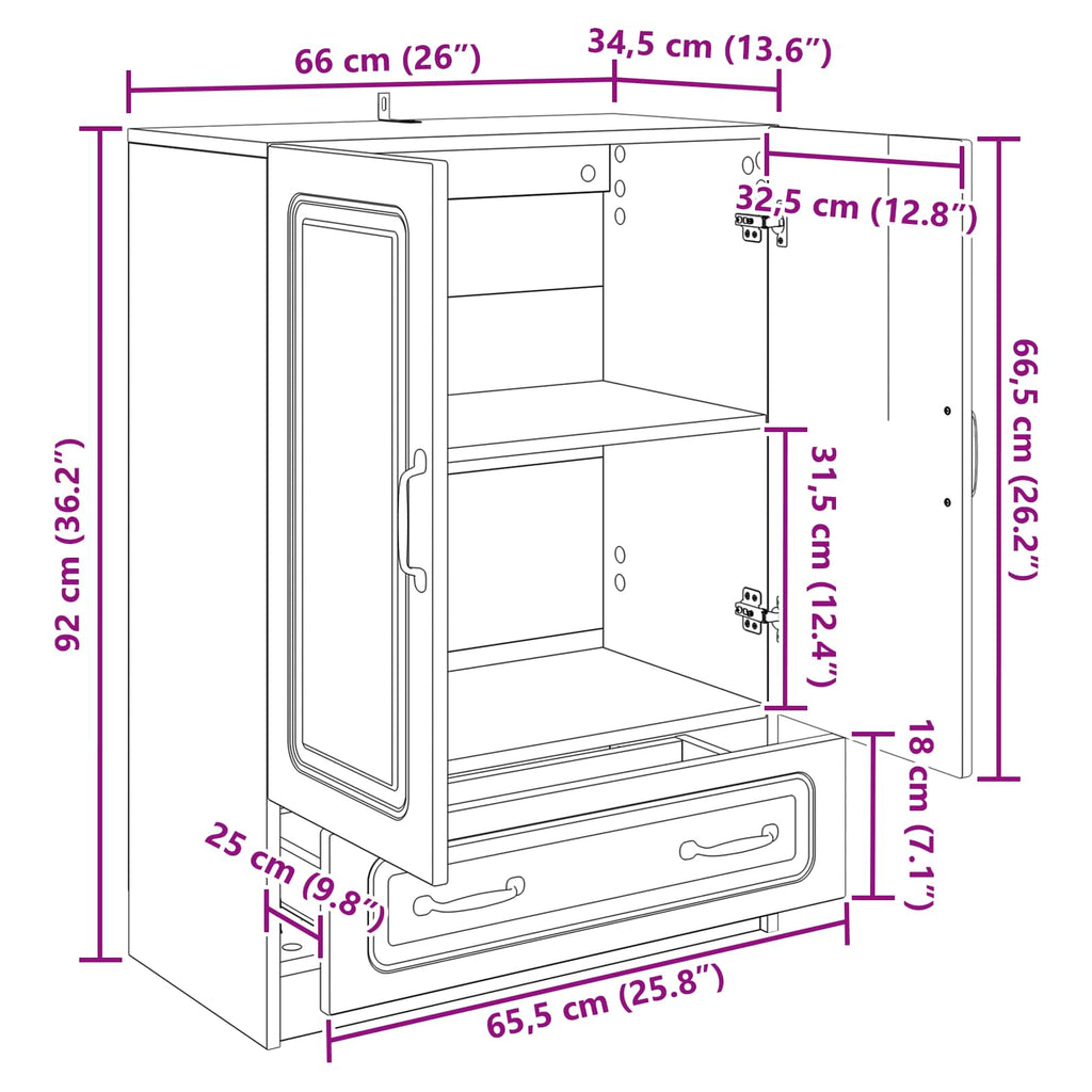 Aparador Brillante 66 x 34,5 x 92 cm Madera de Ingeniería