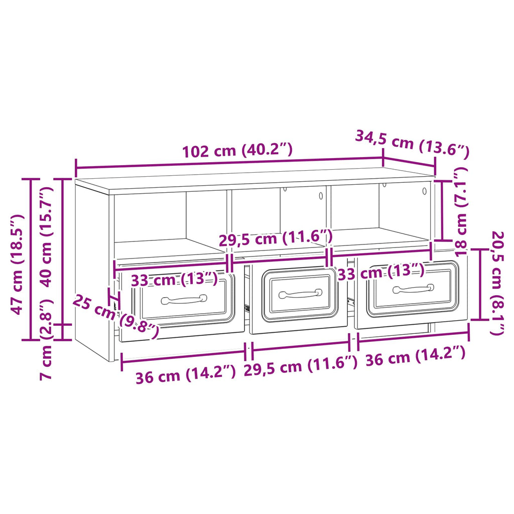 Mueble de TV Brillante 102 x 34,5 x 47 cm Madera de Ingeniería