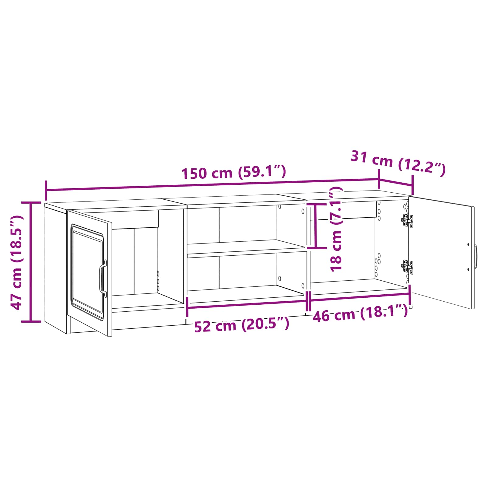 Mueble de TV Brillante 150 x 31 x 47 cm Madera de Ingeniería