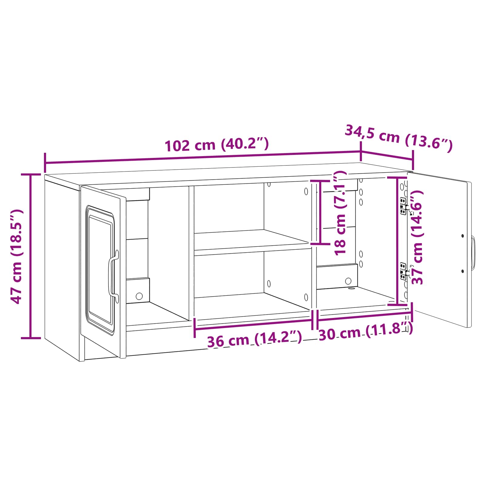 Mueble de TV Gris Hormigón 102 x 34,5 x 47 cm