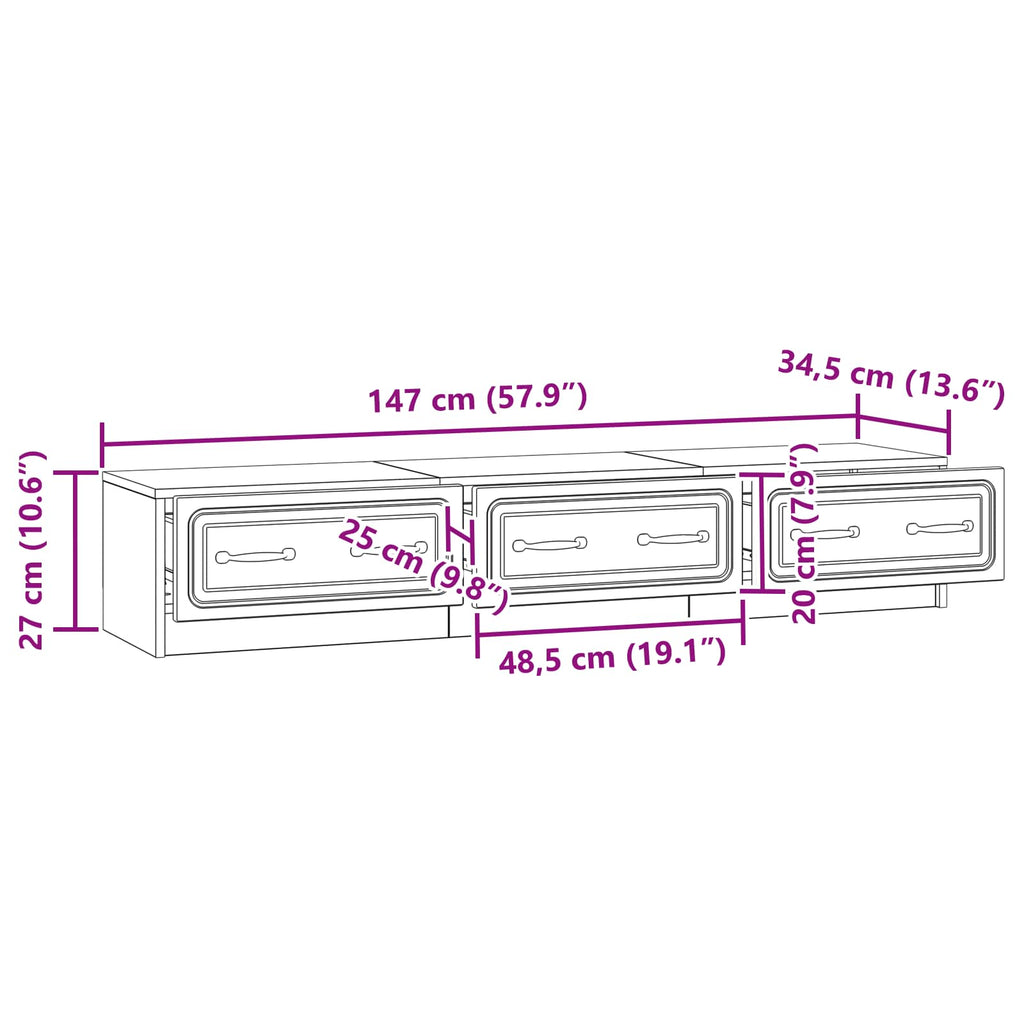 Mueble de TV Brillante 147 x 34,5 x 27 cm Madera de Ingeniería