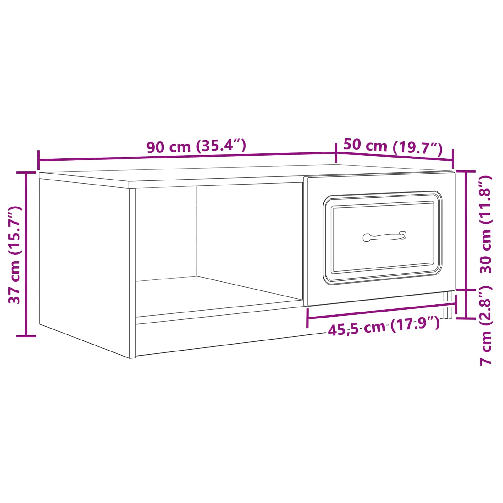 Mesa de Café Brillante 90 x 50 x 37 cm Madera de Ingeniería