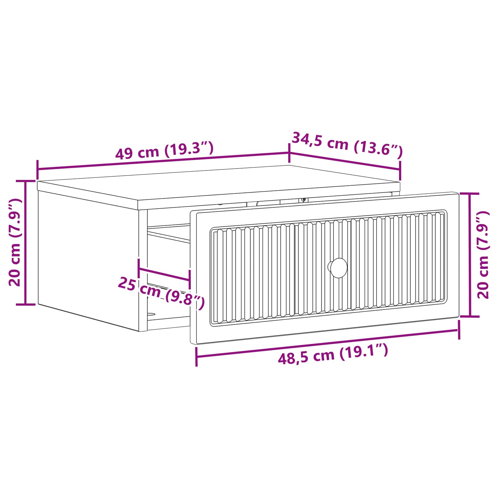 Armario de Noche 2 pcs 49 x 34,5 x 20 cm Madera de Ingeniería