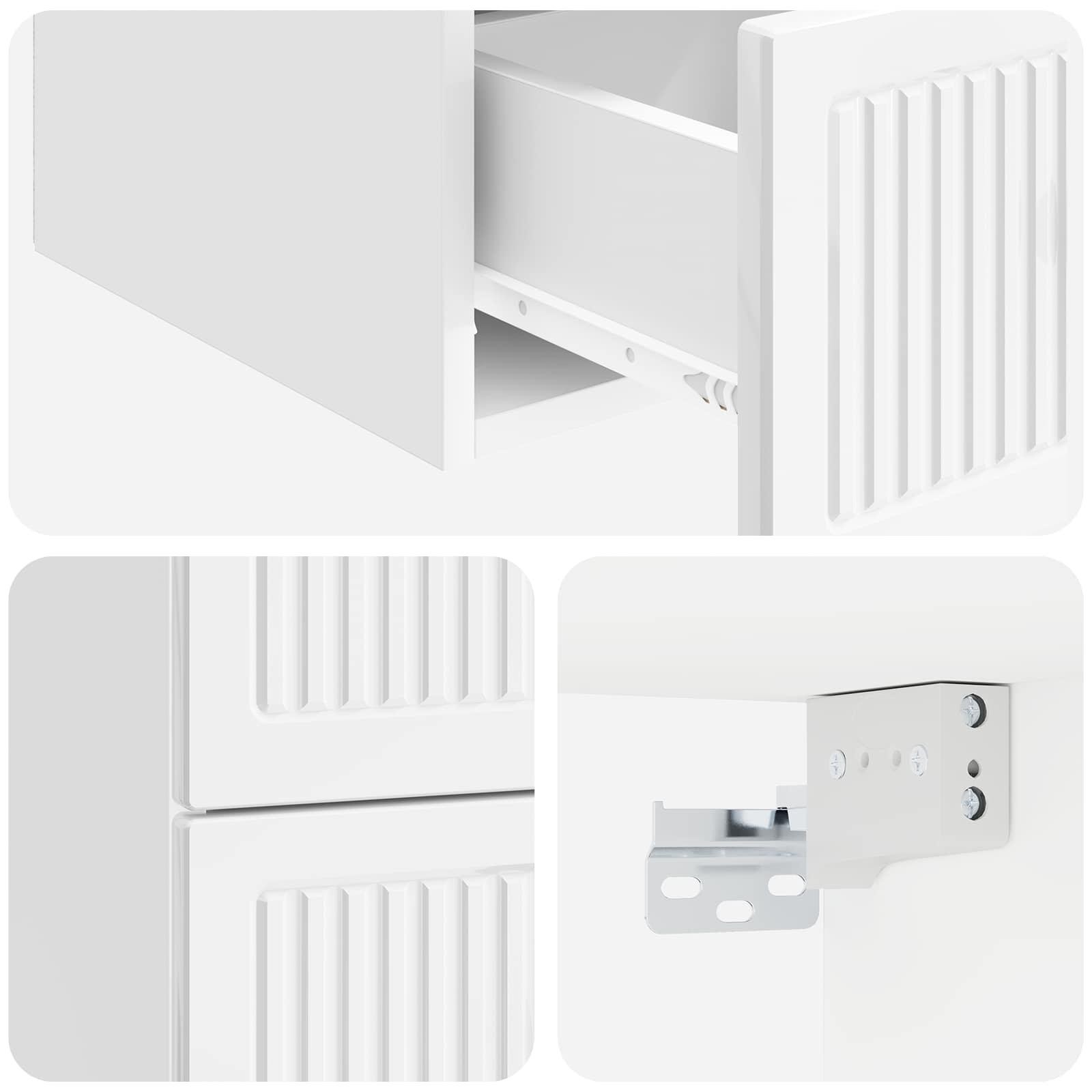 Mesita de Noche de Pared 2 pcs Brillante 33 x 34,5 x 40 cm