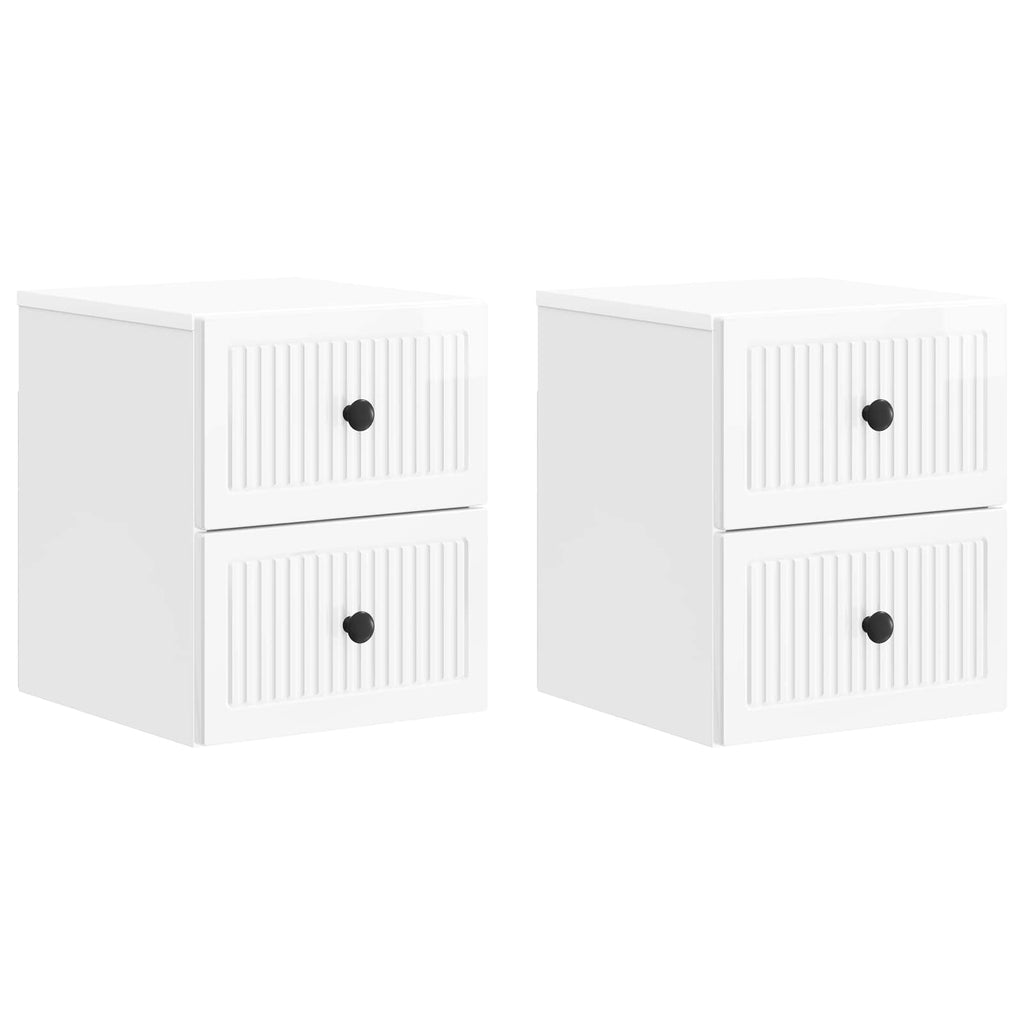 Mesita de Noche de Pared 2 pcs Brillante 33 x 34,5 x 40 cm