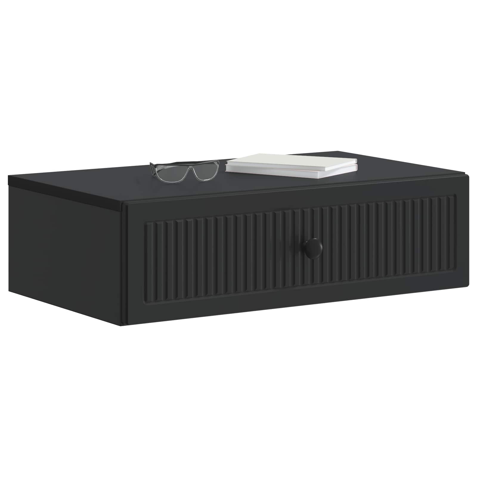 Mesa Lateral Montada en la Pared Negro 59 x 34,5 x 17 cm