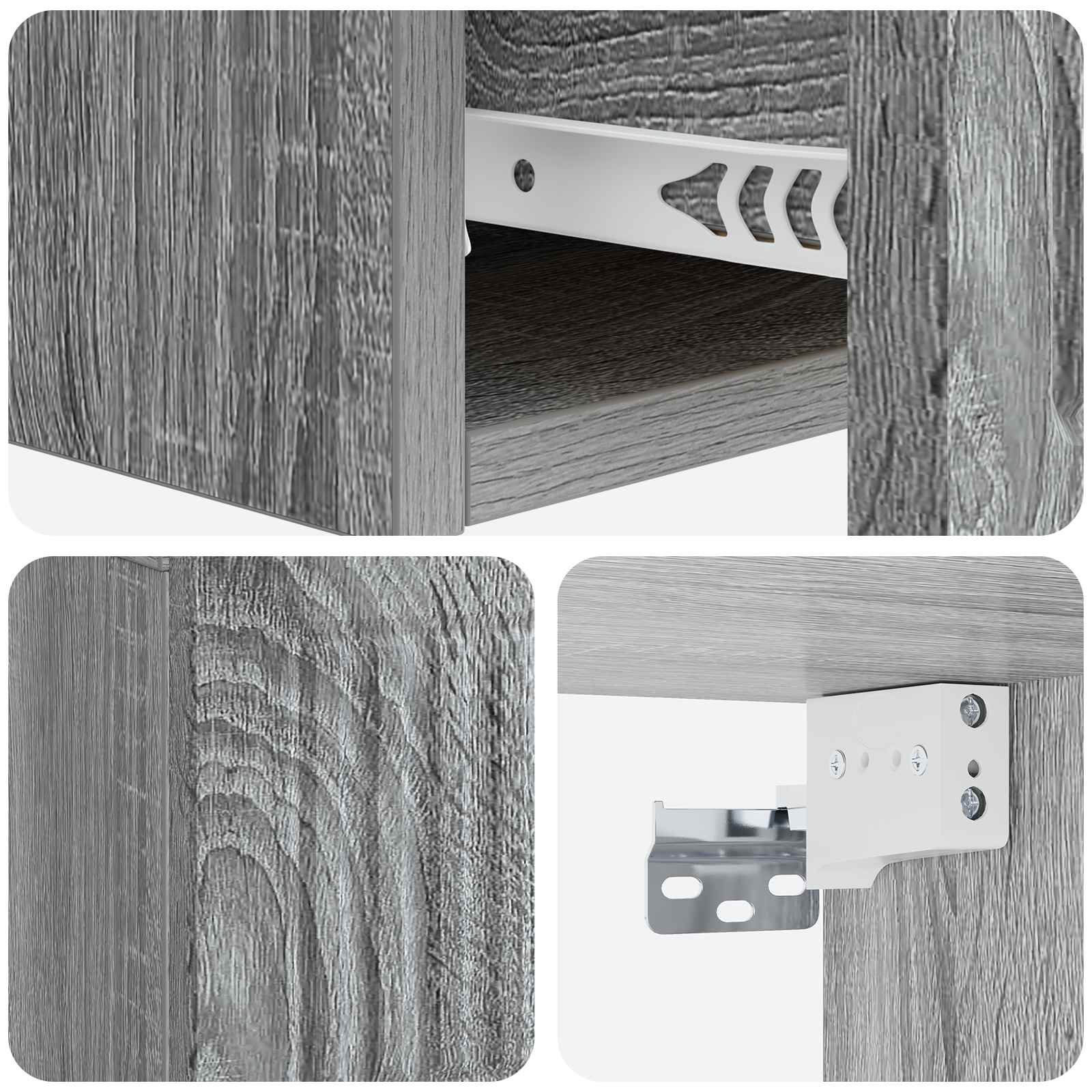 Mesa Lateral Montada en la Pared Gris Sonoma 59 x 34,5 x 17 cm
