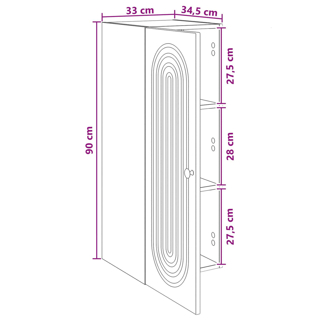 Armario de pared Blanco Brillante 33 x 34,5 x 90 cm