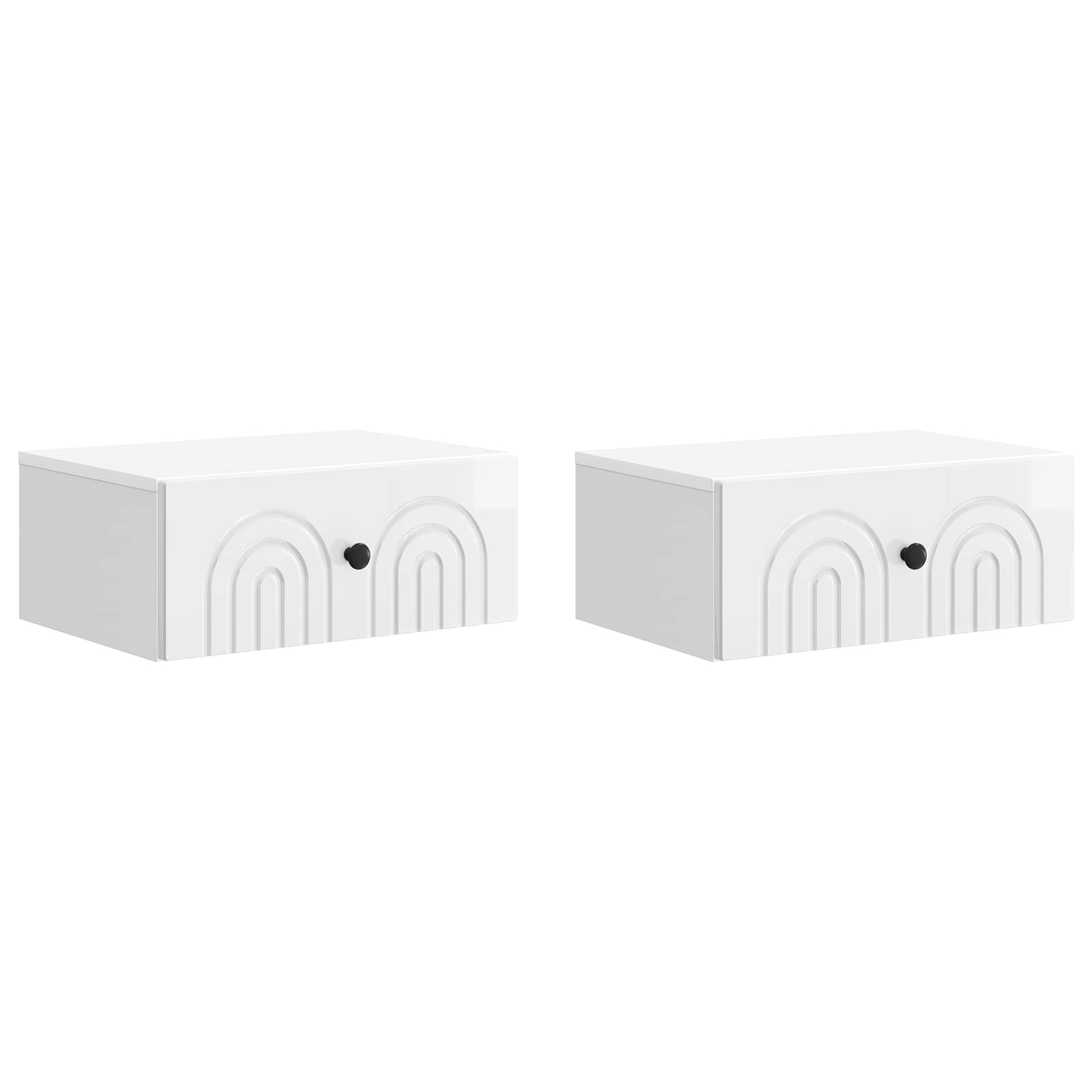 Mesita de Noche de Pared 2 pcs Brillante 49 x 34,5 x 20 cm