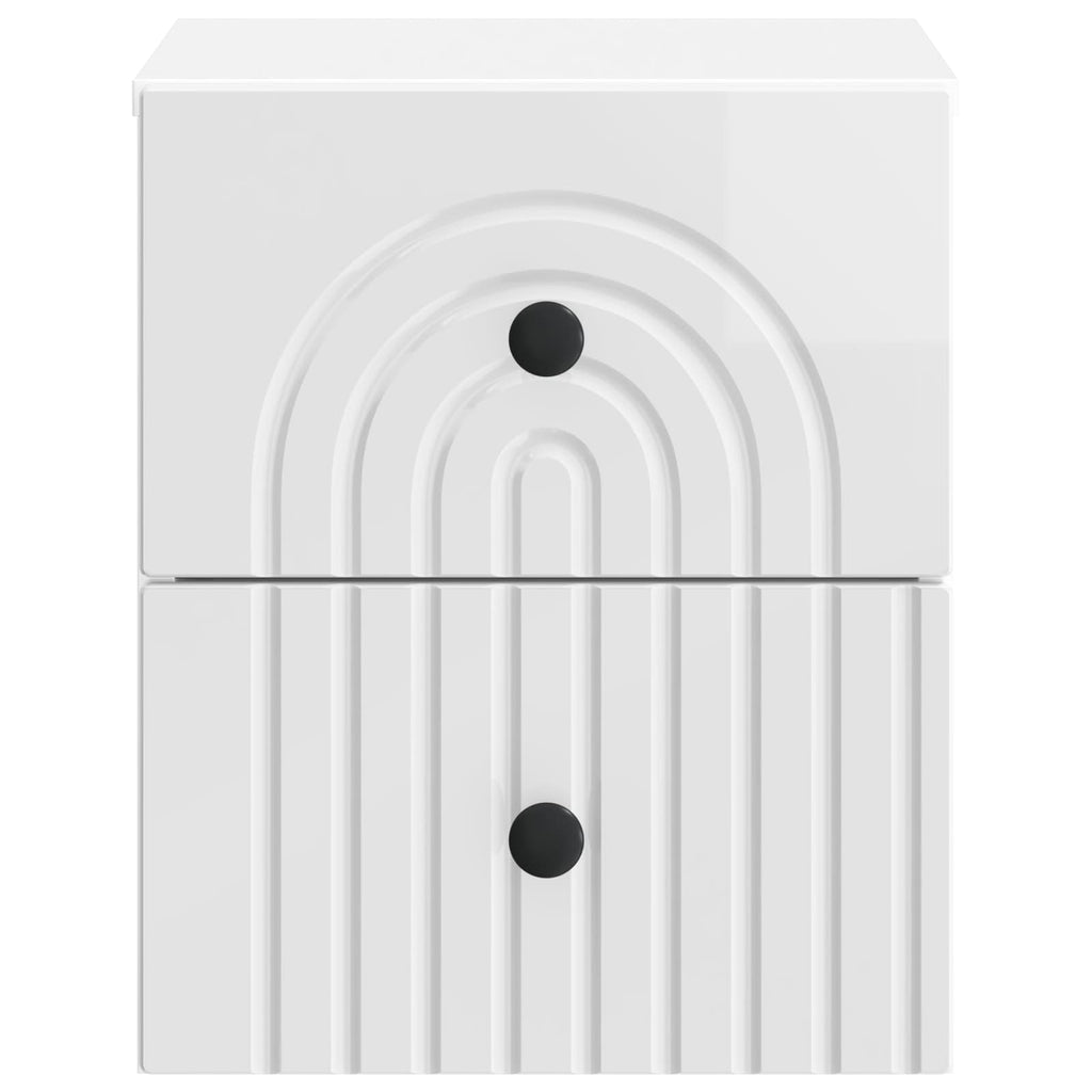 Mesita de Noche de Pared 2 pcs Brillante 33 x 34,5 x 40 cm