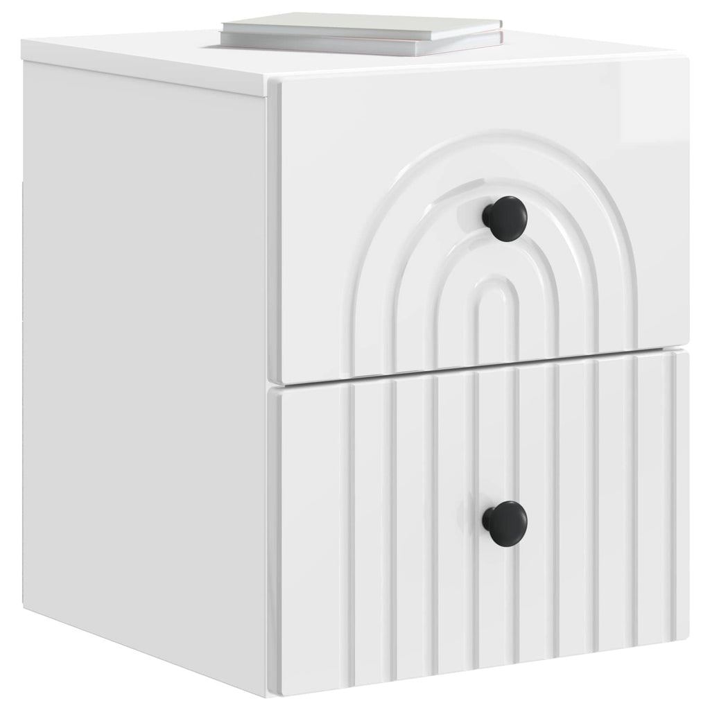 Mesita de Noche de Pared 2 pcs Brillante 33 x 34,5 x 40 cm