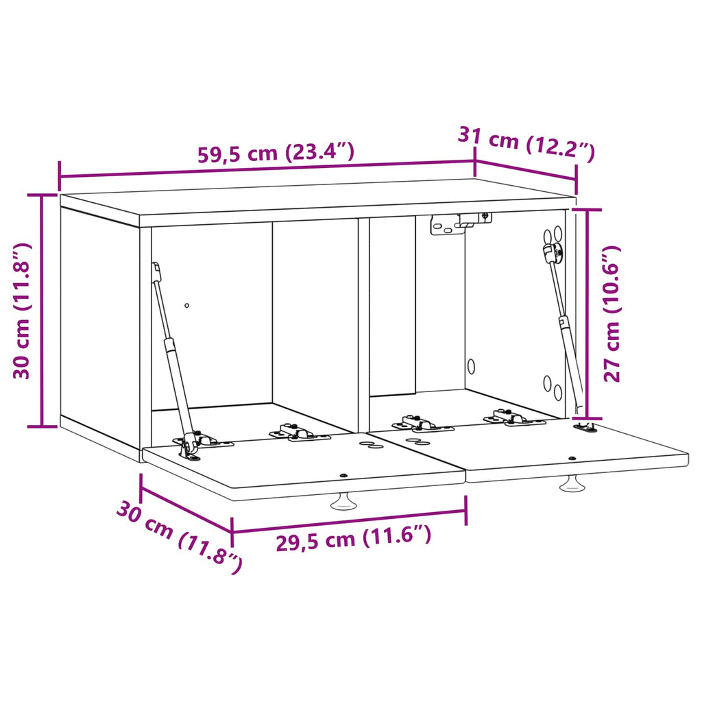 Mueble para TV de pared Brillante 59,5 x 31 x 30 cm