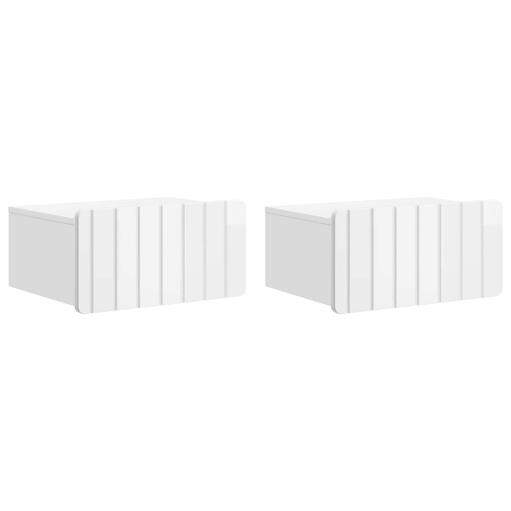 Mesita de Noche de Pared 2 pcs Brillante 49 x 34,5 x 24 cm