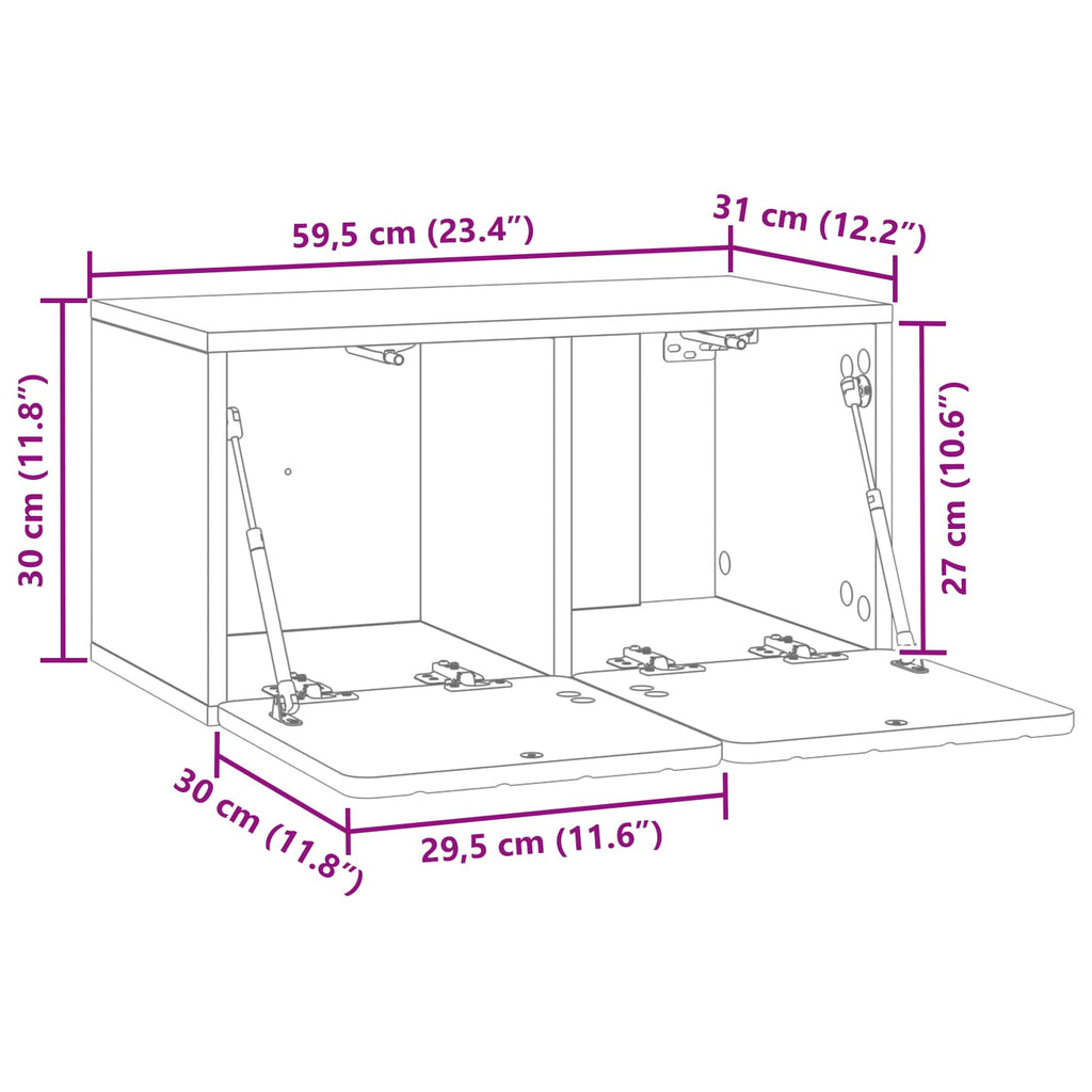 Mueble para TV de pared Brillante 59,5 x 31 x 30 cm