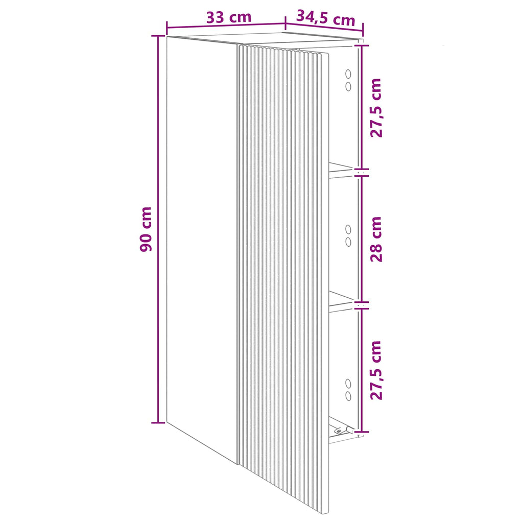 Armario de pared Blanco Brillante 33 x 34,5 x 90 cm