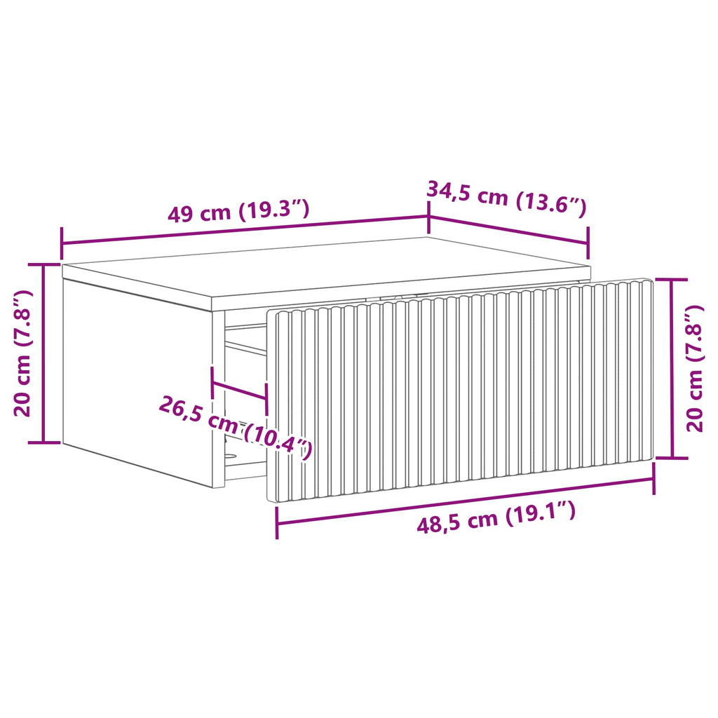 Mesita de Noche de Pared 2 pcs Brillante 49 x 34,5 x 20 cm