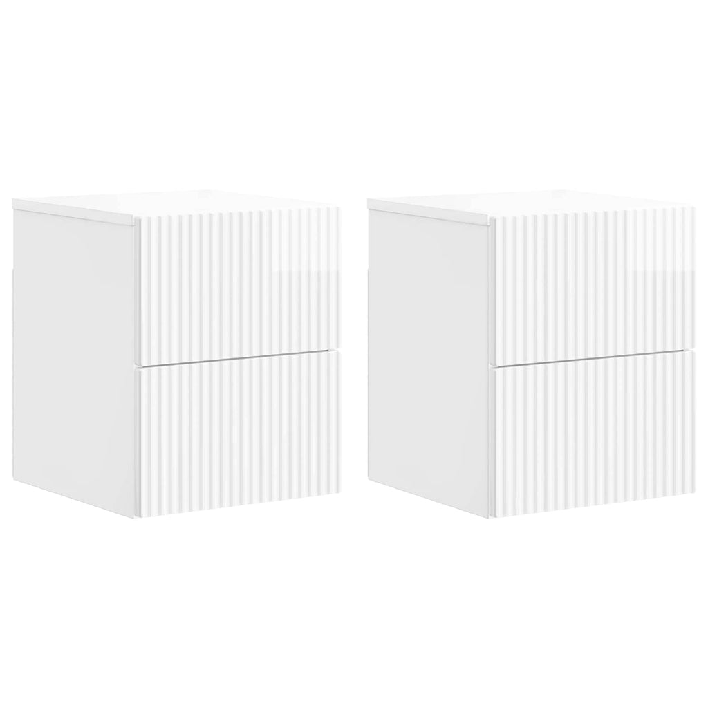 Mesita de Noche de Pared 2 pcs Brillante 33 x 34,5 x 40 cm