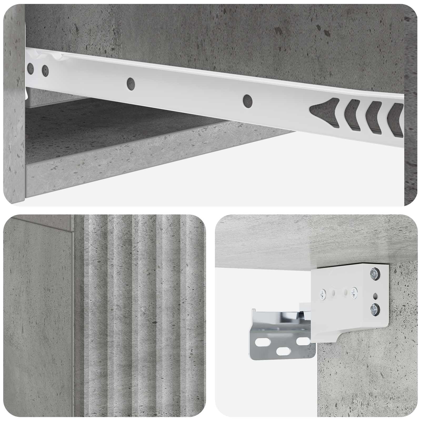 Mesa Lateral Montada en la Pared Gris Hormigón