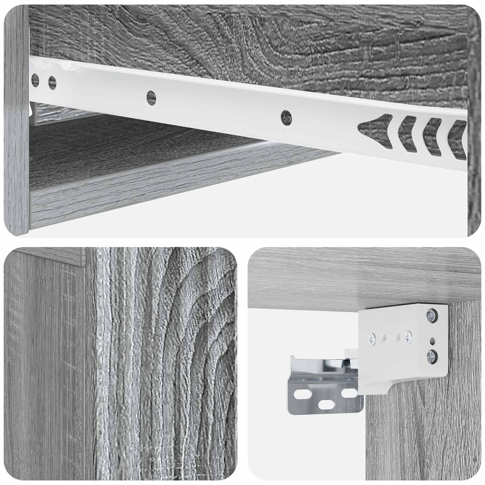 Mesa Lateral Montada en la Pared Gris Sonoma 59 x 34,5 x 17 cm