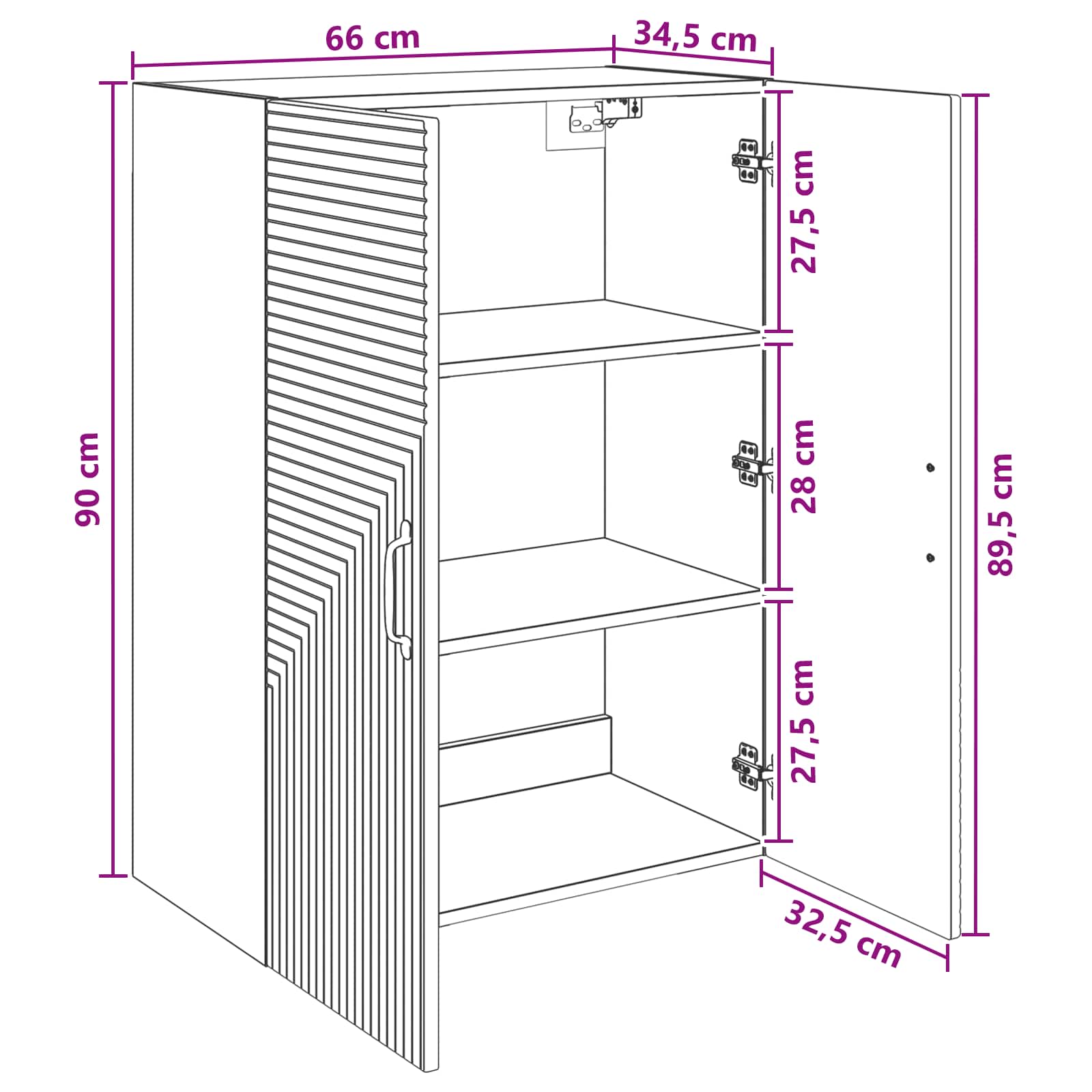 Armario de pared Roble Artesanal 66 x 34,5 x 90 cm