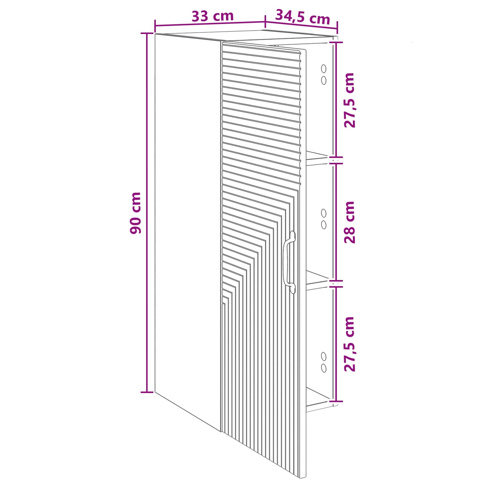 Armario de pared Roble Artesanal 33 x 34,5 x 90 cm