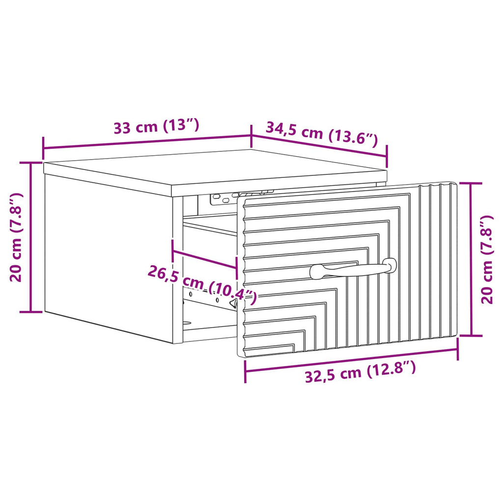 Mesita de Noche de Pared 2 pcs Brillante 34,5 x 33 x 20 cm