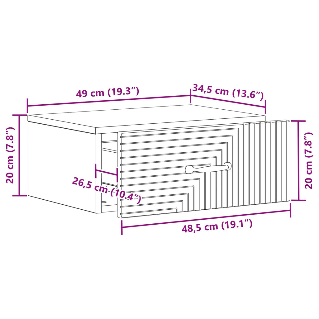 Mesita de Noche de Pared 2 pcs Brillante 49 x 34,5 x 20 cm