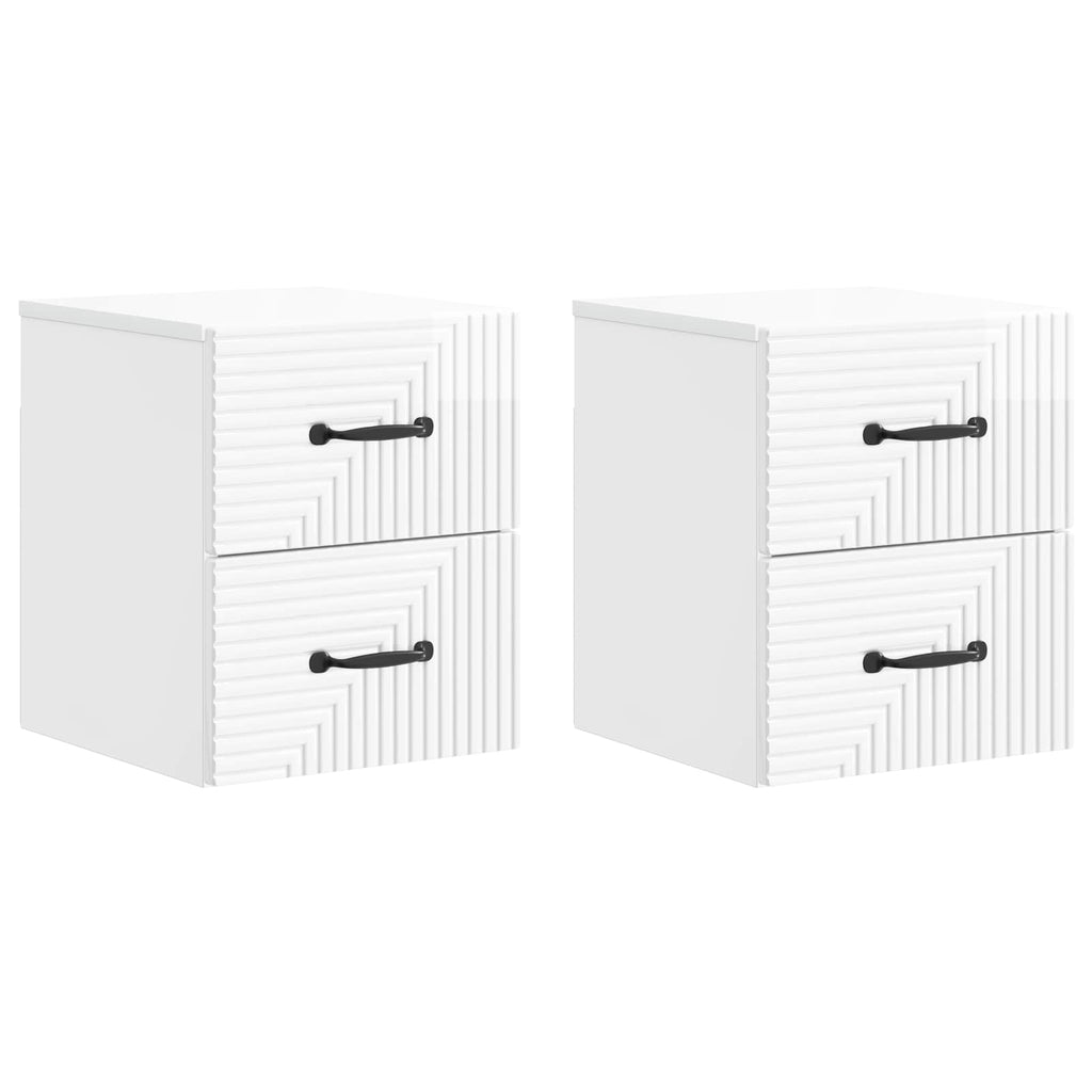 Mesita de Noche de Pared 2 pcs Brillante 34,5 x 33 x 40 cm