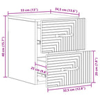 Mesita de Noche de Pared 2 pcs Brillante 34,5 x 33 x 40 cm