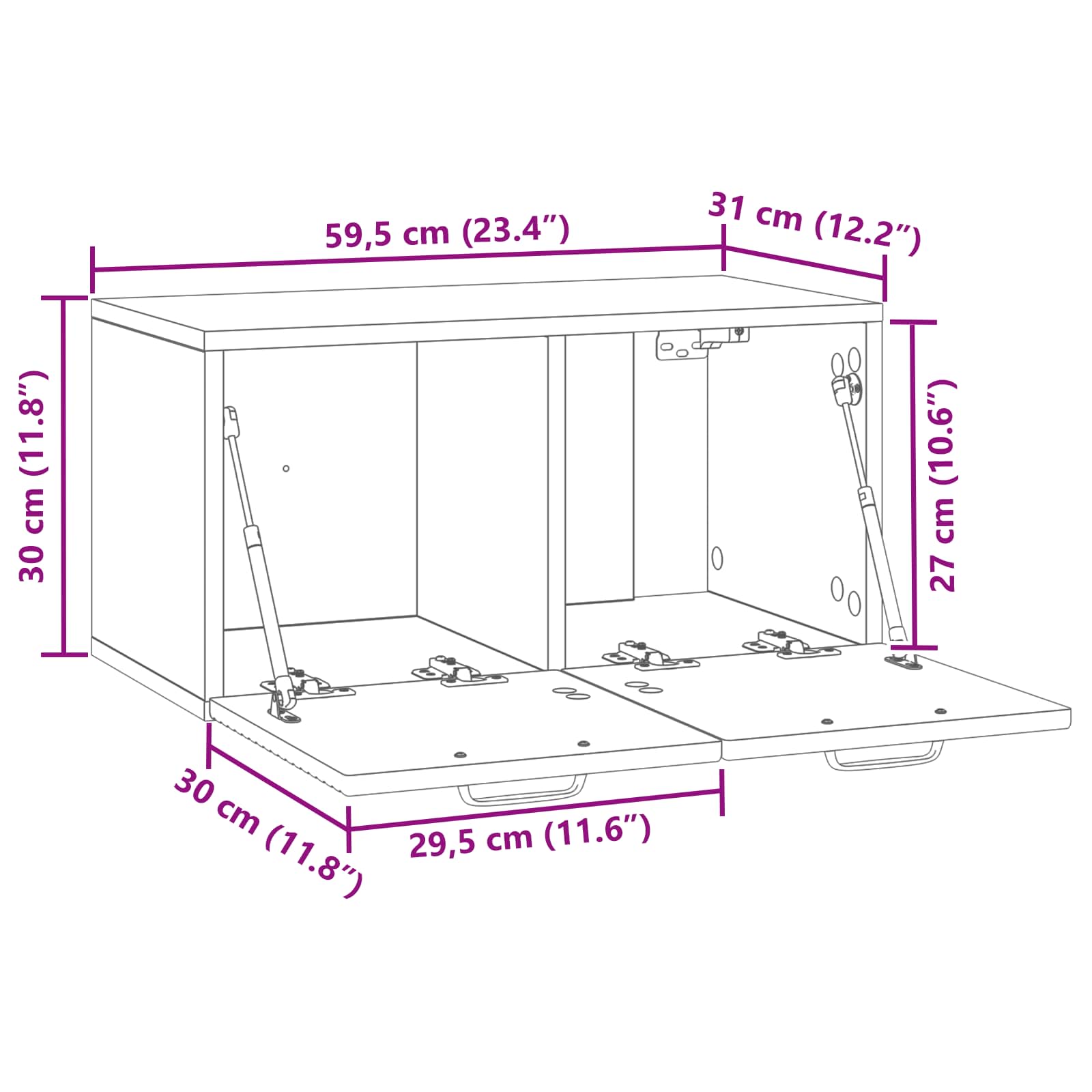 Mueble para TV de pared Brillante 59,5 x 31 x 30 cm