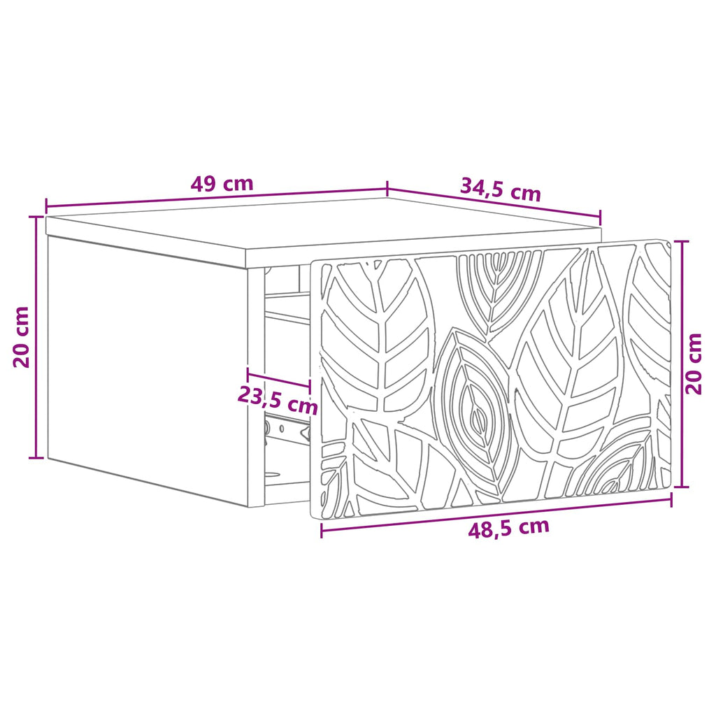 Mesita de Noche de Pared 2 pcs Blanco 49 x 34,5 x 20 cm