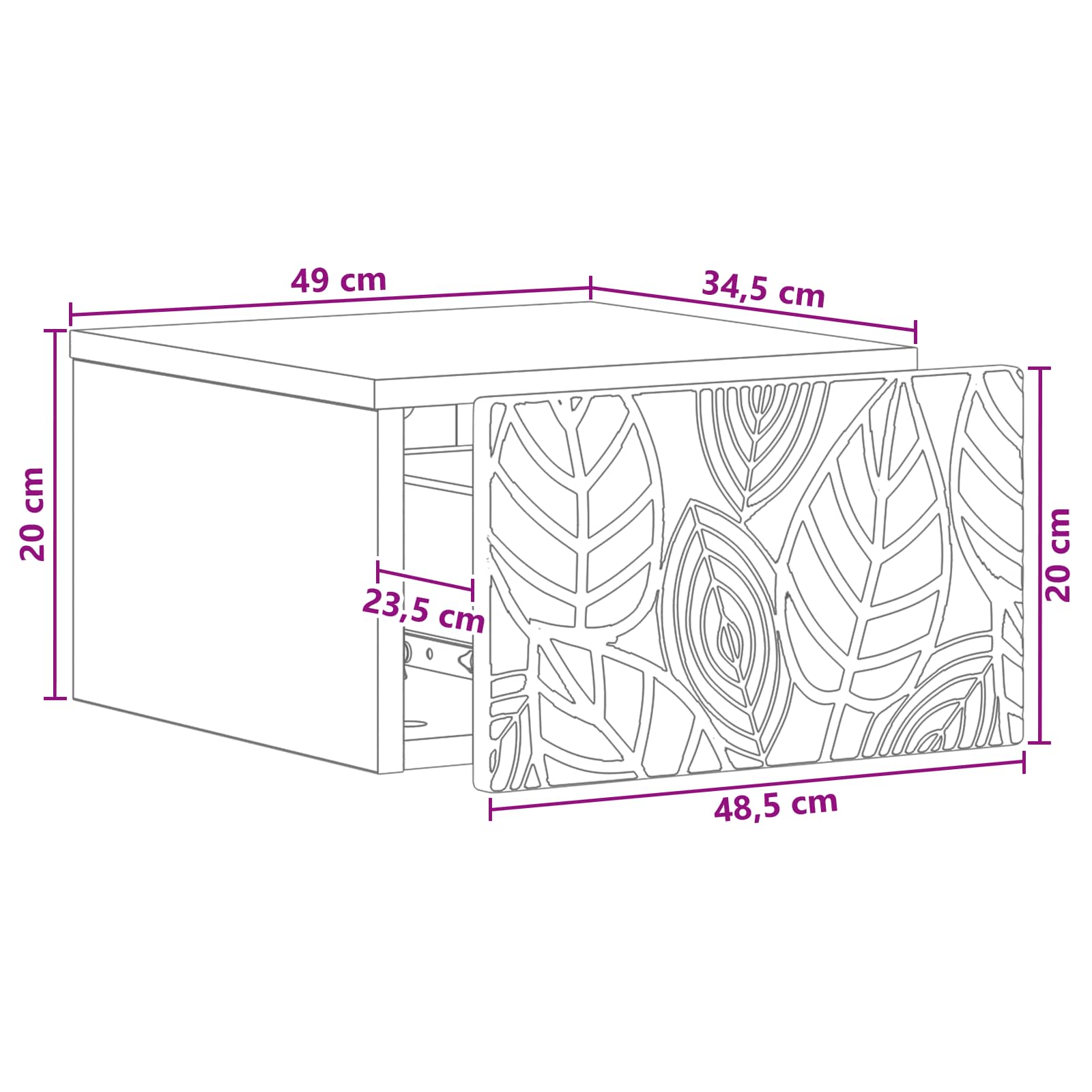 Mesita de Noche de Pared 2 pcs Blanco 49 x 34,5 x 20 cm