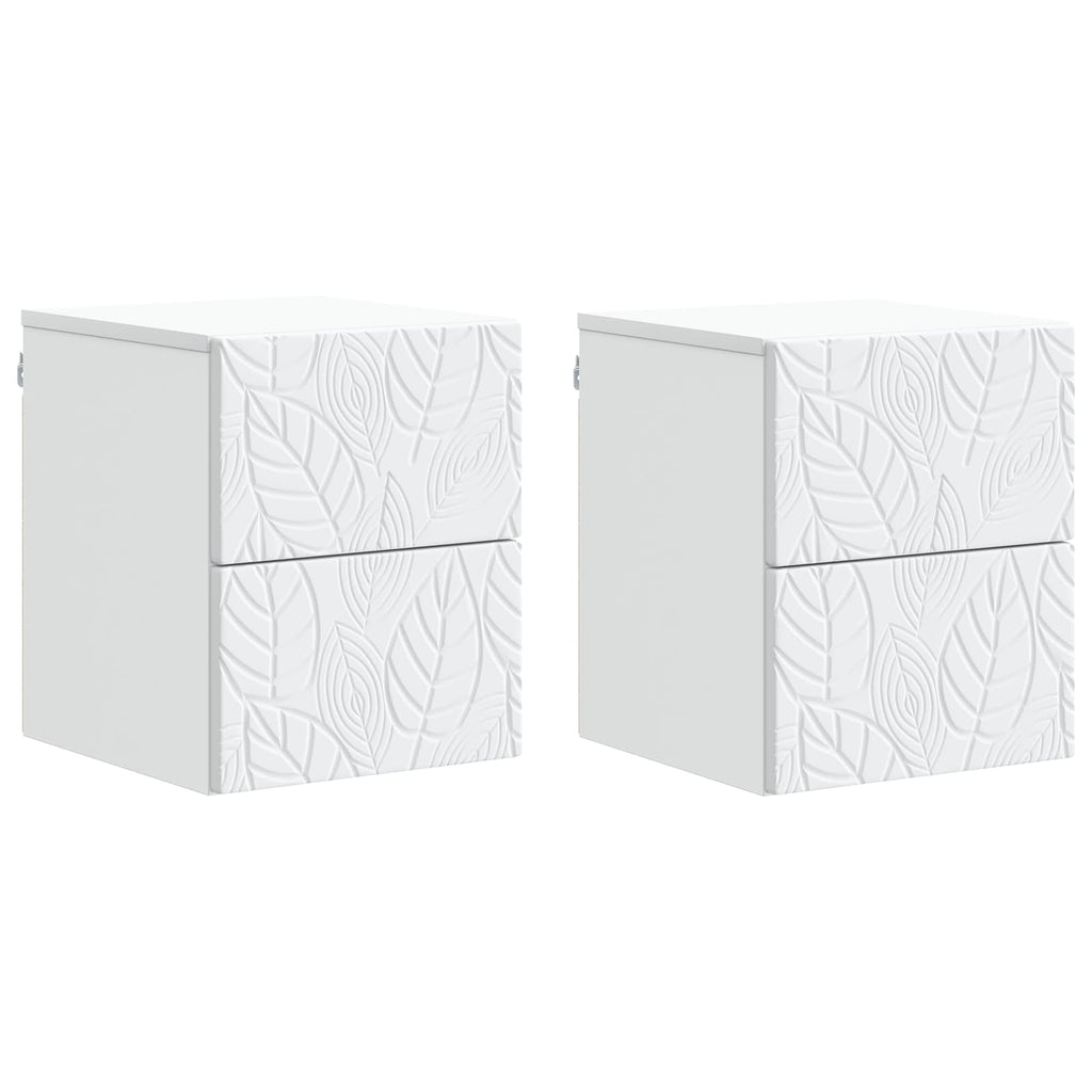 Mesita de Noche de Pared 2 pcs Blanco 34,5 x 33 x 40 cm