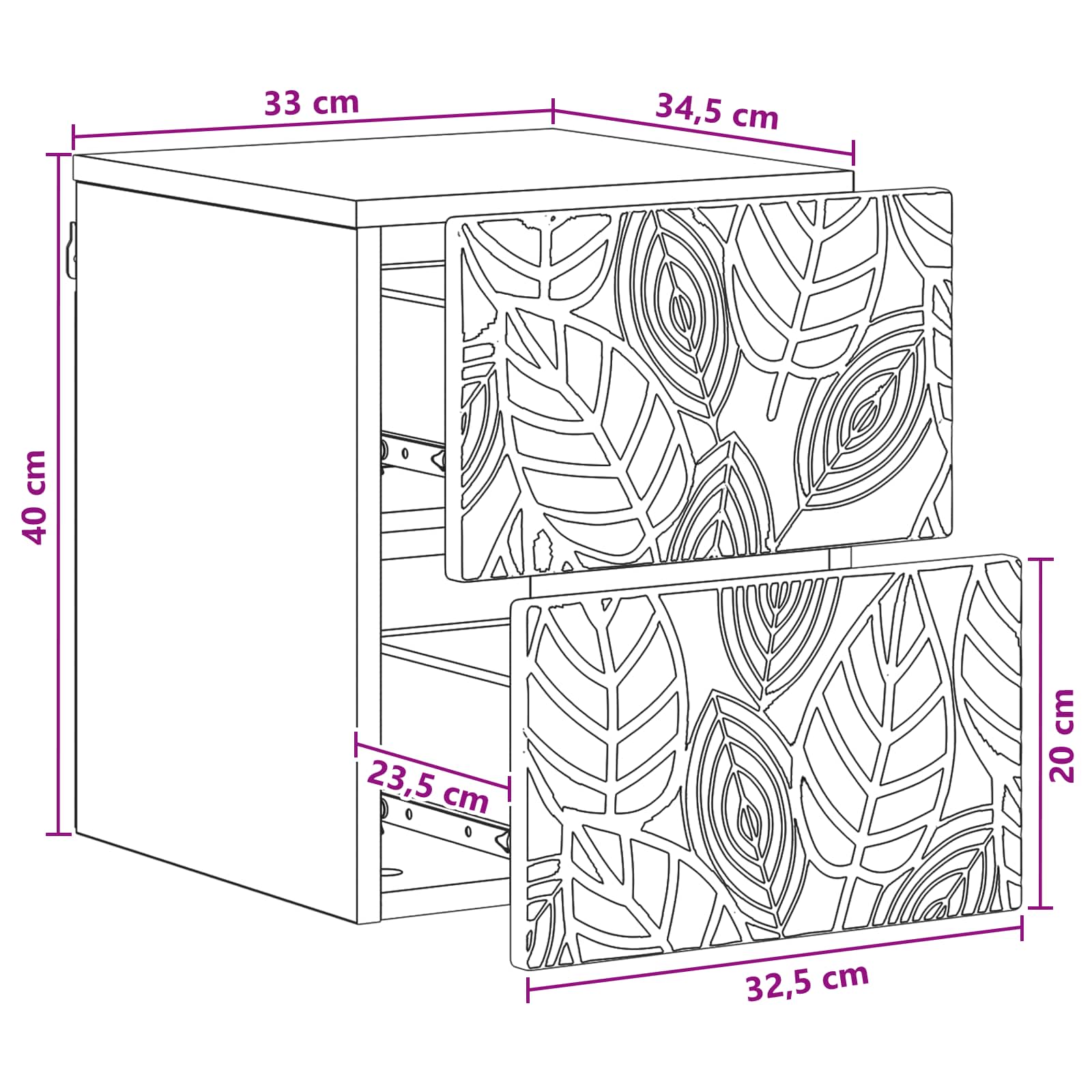 Mesita de Noche de Pared 2 pcs Blanco 34,5 x 33 x 40 cm