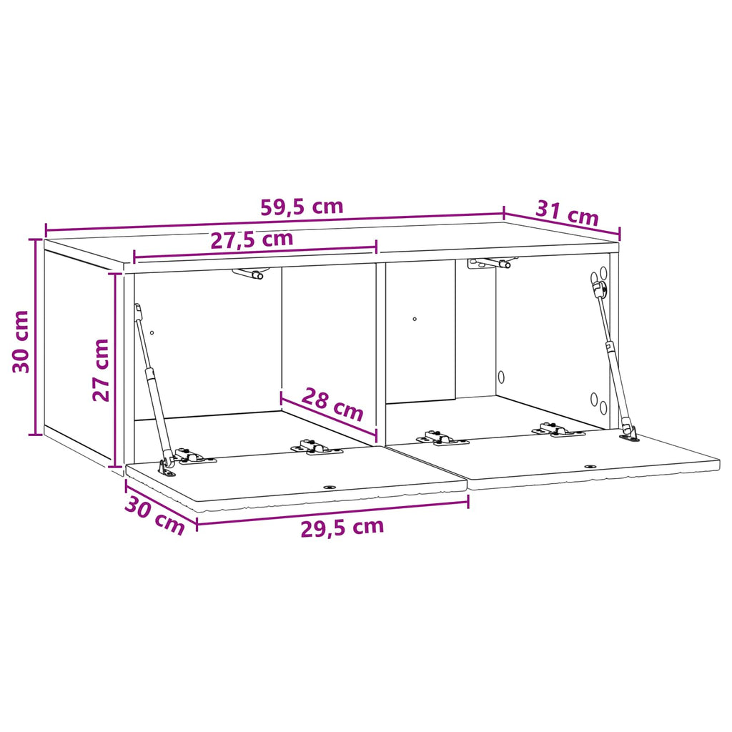 Mueble de TV de pared 59,5 x 31 cm Blanco Brillante