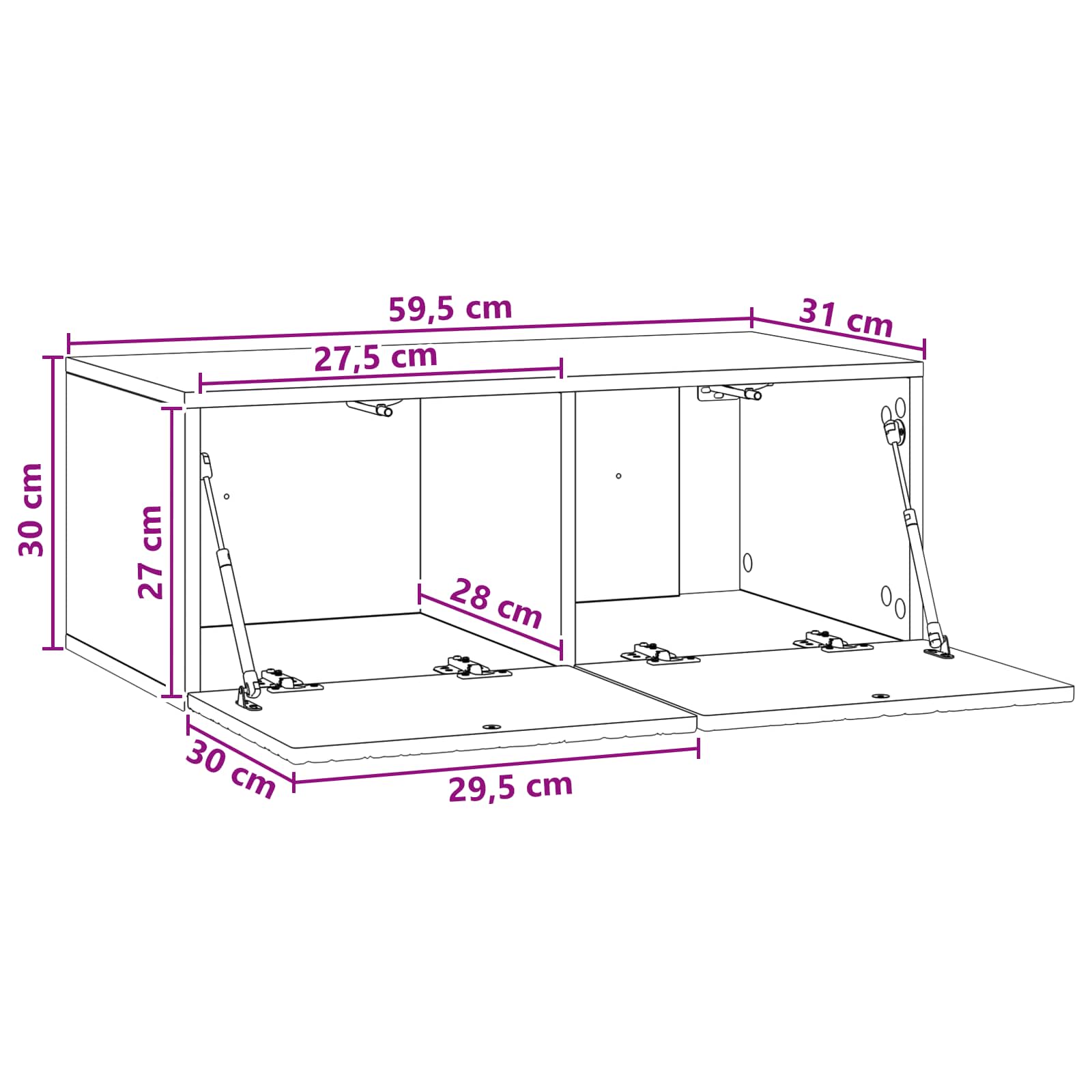 Mueble de TV de pared 59,5 x 31 cm Blanco Brillante